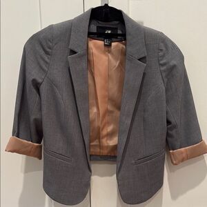 H&M Gray Cropped Blazer Jacket Size 2